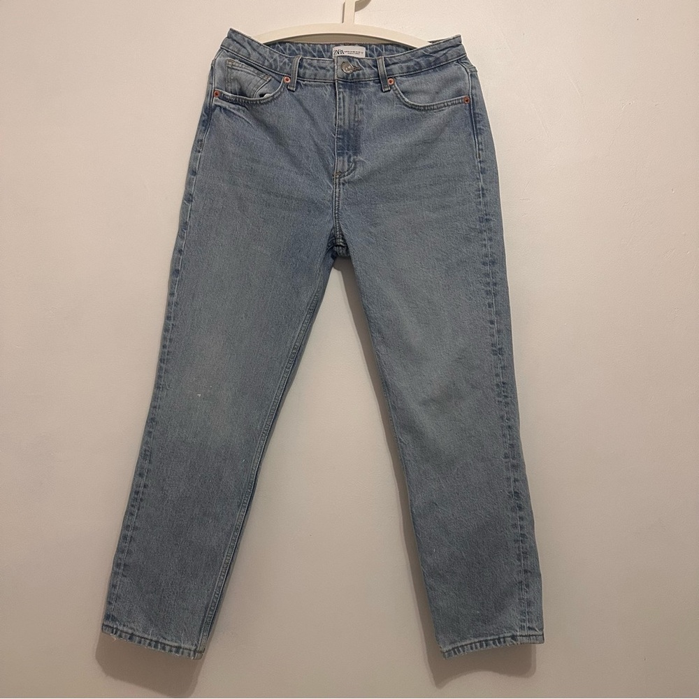 Zara High Rise Straight Leg Jeans
